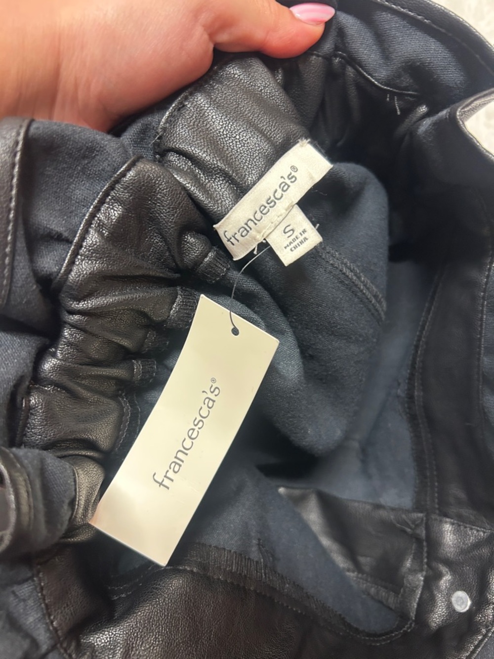 Francesca's Collections High-Waist Black Faux Leather Shorts - Picture 3 of 4